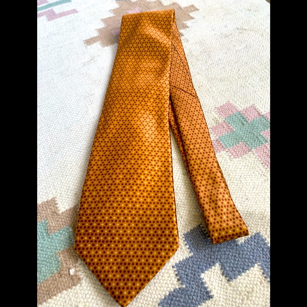 Ike Behar Satin Yellow Brown Silk